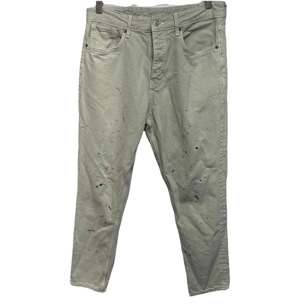 Zara Men's Paint Splatter Jeans US31 Light Green, denim pants